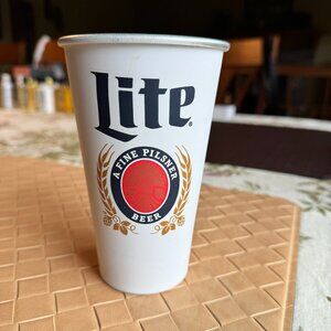 Vintage Collectible Cleveland Indians Miller Lite Metal Glass New 16 oz